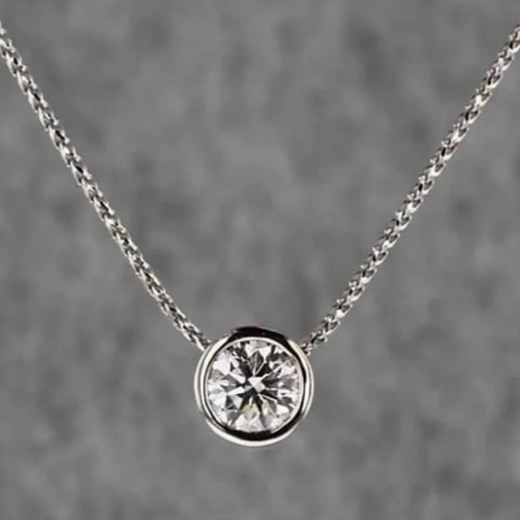 💥Dainty Refine Crystal Clear Round Zircon Pendant Necklaces, UNVN12406 - Picture 1 of 4